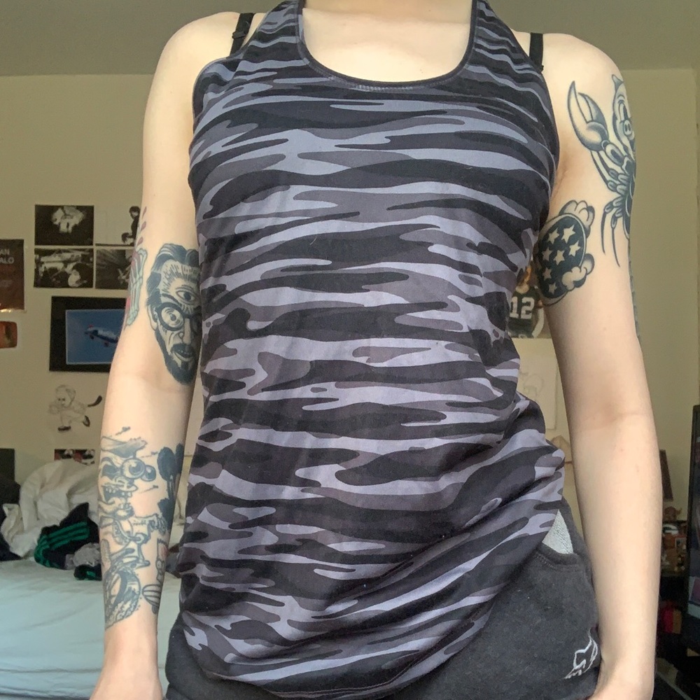 Old Navy Active Black and Gray Racerback Tank- M